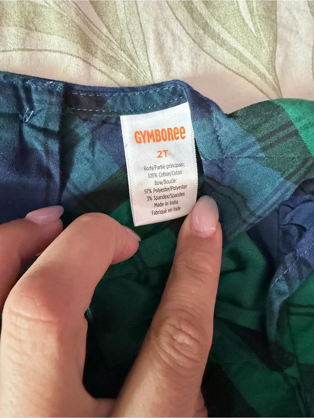 Gymboree Navy & Green Plaid Bow-Detail Girls' Top